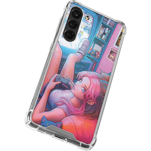 Pink Hair Anime Gamer Girl by Ivy Dolamore Galaxy S24 FE Clear Case
